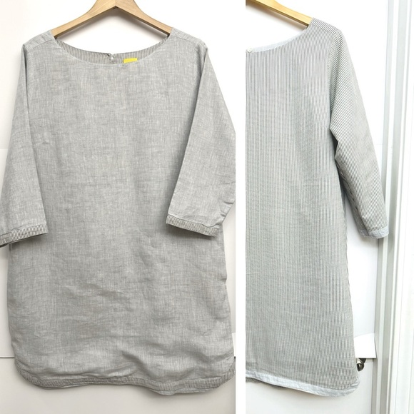 Roller Rabbit Dresses & Skirts - Roller Rabbit Reversible Stone Gray & Stripe 100% Linen Emiko Sheath Dress